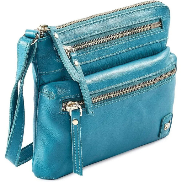 ❤️ Small Triple Zip Real Leather  Women's Crossbody- Premium Shoulder Sling Bag - Picture 1 of 7